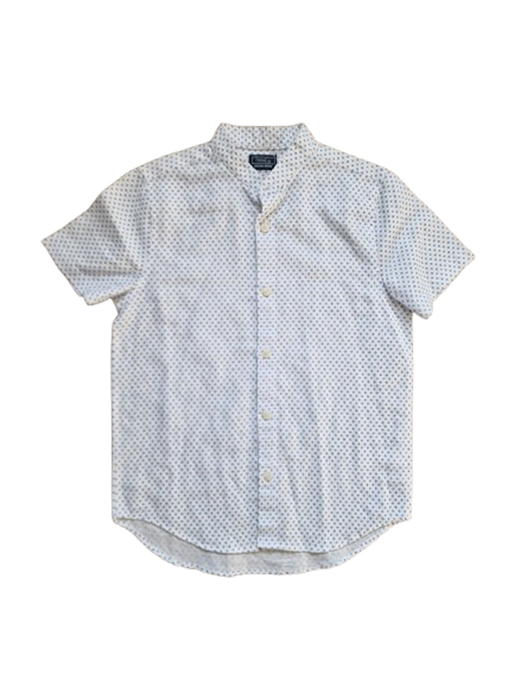 Next White with Blue Dots Grandad Older Boys Shirt