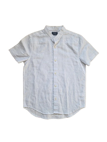 Next White with Blue Dots Grandad Older Boys Shirt