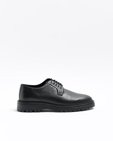 River Island Shanklin Black Leather Chunky Derby Shoes