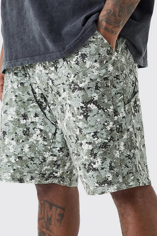 Boohoo Plus Fixed Waist Camo Twill Carpenter Mens Short