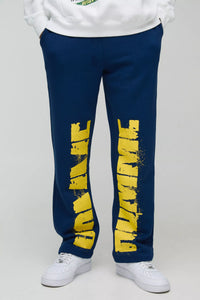 Boohoo Blue Relaxed Fit Homme Paint Splatter Gusset Mens Joggers