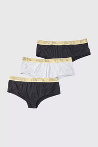 Boohoo 3 Pack Man Gold Waistband Mens Briefs