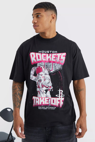 Boohoo Black Houston Rockets NBA License Mens T-Shirt