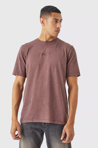 Boohoo Man Chocolate Roman Washed Crew Neck Mens T-Shirt