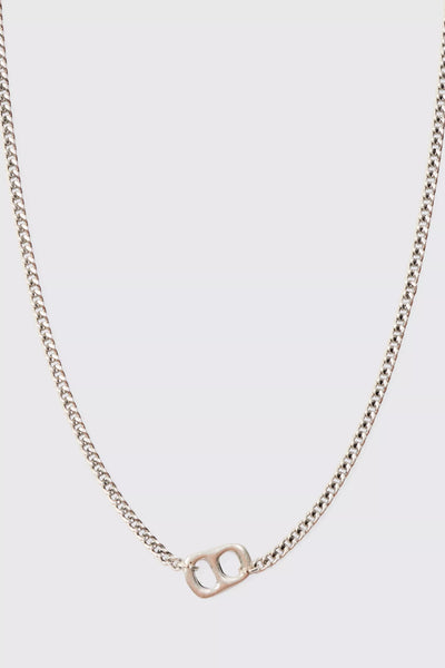 Boohoo Silver Chain Detail Pendant Mens Necklace