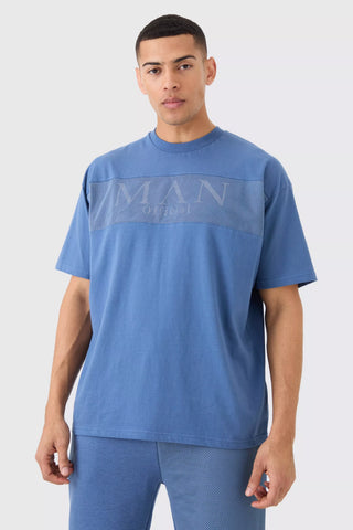Boohoo Blue Oversized Man Official Mesh Layer Mens T-Shirt