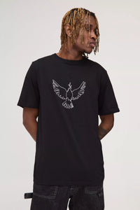 Boohoo Black Tall Embroidered Dove Mens T-Shirt