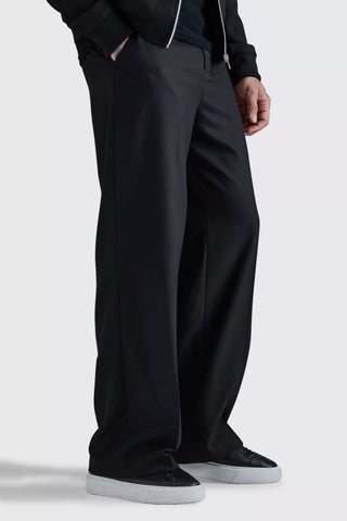 Boohoo Black Tall Fixed Waist Relaxed Mens Trousers