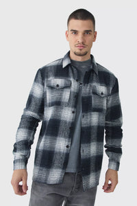 Boohoo Black Tall Jacquard Dogtooth Oversized Brushed Mens Shirt