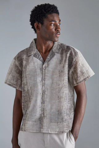 Boohoo Stone Brown Short Sleeve Boxy Tie Dye Sheer Mens Shirt