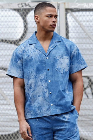 Boohoo Boxy Fit Fabric Interest Denim Mens Shirt