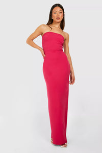 Boohoo Fuchsia Tall Maxi Bandeau Womens Dress