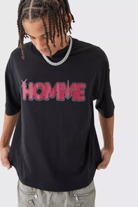 Boohoo Black Oversized Boxy Homme Star Mens T-Shirt