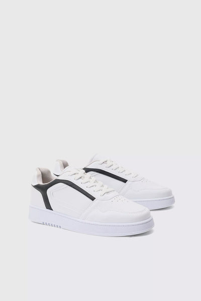 Boohoo White Black Contrast Panel Chunky Mens Trainers