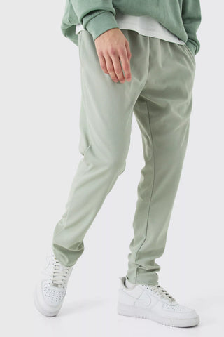 Boohoo Sage Green Tapered Pleated Mens Jogger