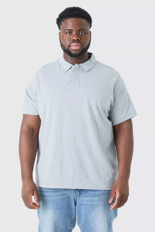 Boohoo Grey Plus Core Heavy Carded Button Up Mens Polo Shirt