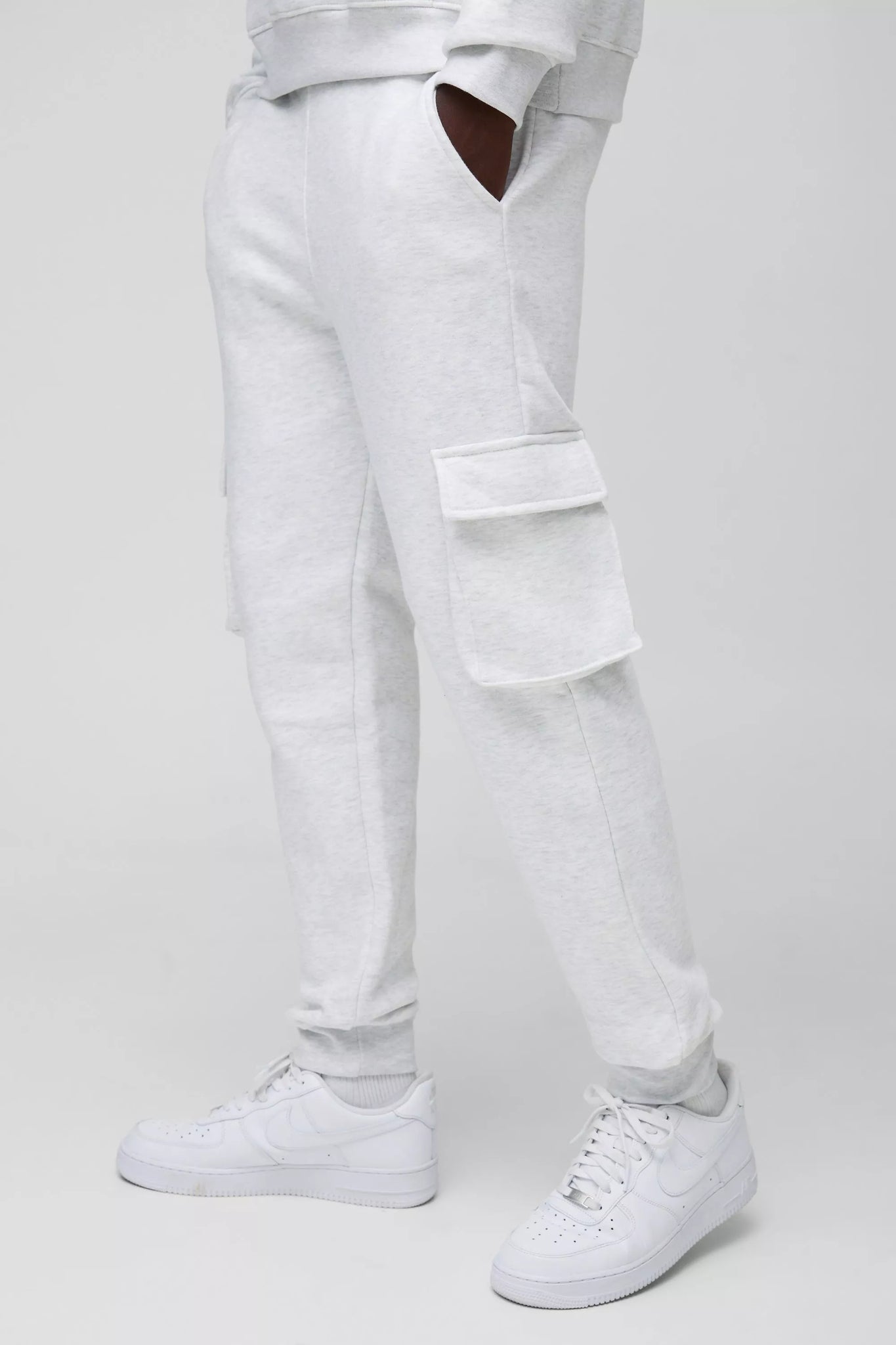 Boohoo Ash Grey Skinny Fit Cargo Mens Jogger