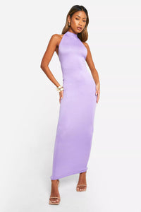 Boohoo Lilac Racer Neck Super Soft Maxi Womens Dress