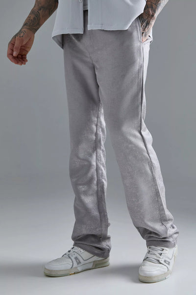 Boohoo Stone Elasticated Waist Slim Gusset Texture Mens Trousers