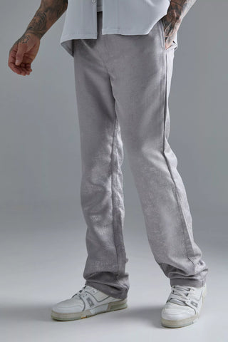 Boohoo Stone Elasticated Waist Slim Gusset Texture Mens Trousers