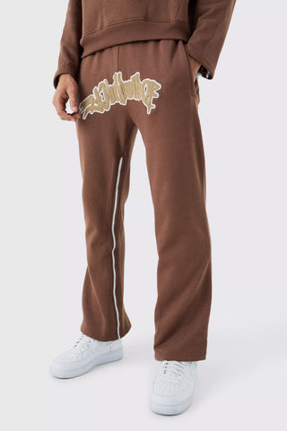 Boohoo Brown Worldwide Gusset Applique Zip Mens Jogger