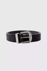 Boohoo Black Western Buckle Mens Belt