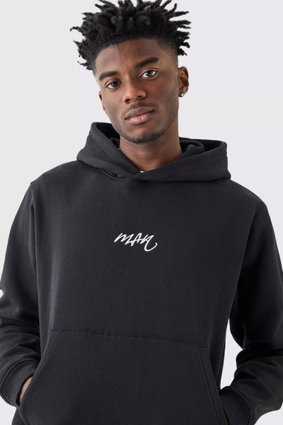 Boohoo Black Man Basic Boxy Mens Hoodie Top