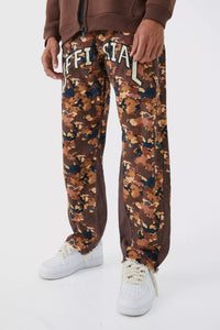 Boohoo Brown Gusset Detail Official Applique Flared Mens Trousers