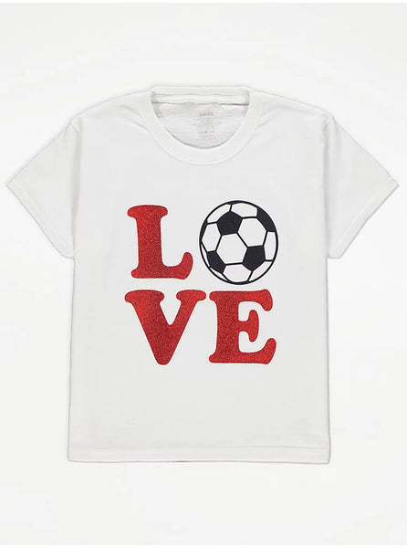 George Love Glitter Slogan Print Football Older Girls T-Shirt