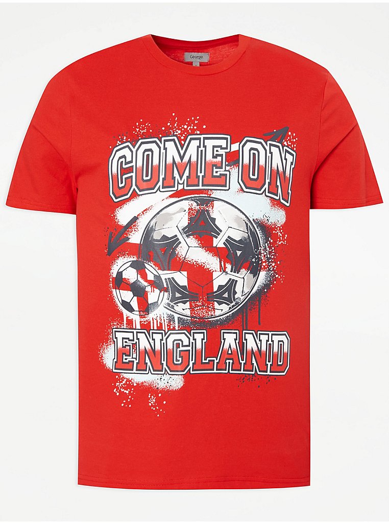 George Mens Red England Football Graphic T-Shirt