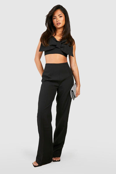 Boohoo Black Structured Bow Detail Cami Womens Top