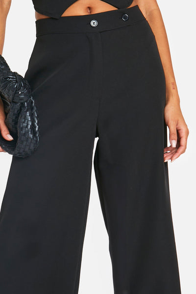 Boohoo Black Woven Tailored Wide Leg Culottes  Womens Trousers