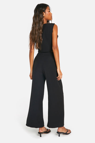 Boohoo Black Woven Tailored Wide Leg Culottes  Womens Trousers