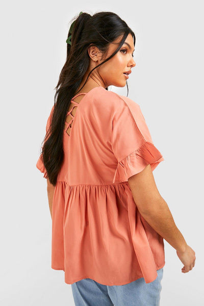 Boohoo Dusty Pink Maternity Cross Back Woven Smock Womens Top