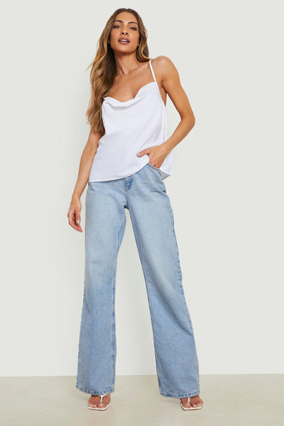 Boohoo White Cowl Neck Cross Back Cami Womens Top FZZ99848-133-16