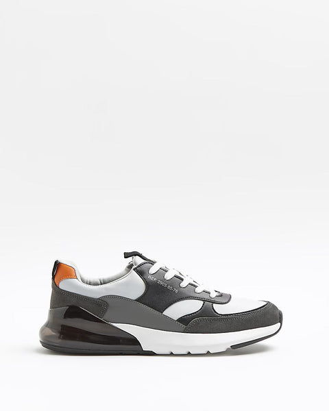 River Island Grey Lace up Runner Mens Trainers - Stockpoint Apparel Outlet