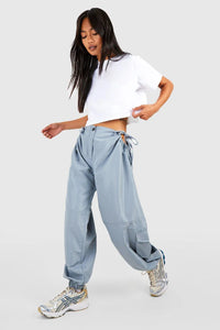 Boohoo Slate Grey High Waisted Cut Out Shell Cargo Womens Joggers