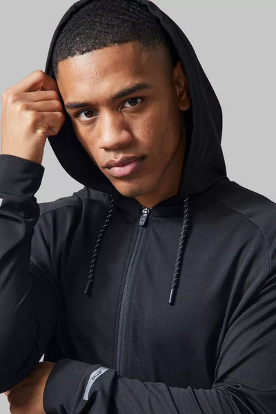 BOOHOOMAN Mens ACTIVE PERFORMANCE ZIP THROUGH HOODIE