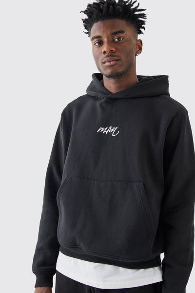 Boohoo Black Man Basic Boxy Mens Hoodie Top
