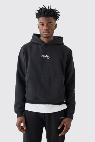 Boohoo Black Man Basic Boxy Mens Hoodie Top