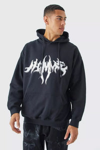 BOOHOOMAN OVERSIZED GOTHIC HOMME PRINTED HOODIE