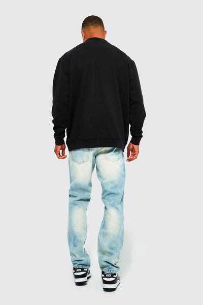 Boohoo Black Oversized Line Drawn Flower Print Mens Sweatshirt