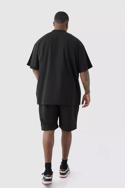 BOOHOOMAN PLUS OVERSIZED MENS TEE & SHORT SET