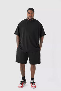 BOOHOOMAN PLUS OVERSIZED MENS TEE & SHORT SET