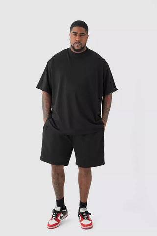 BOOHOOMAN PLUS OVERSIZED MENS TEE & SHORT SET