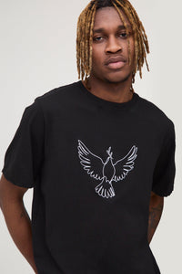 Boohoo Black Tall Embroidered Dove Mens T-Shirt