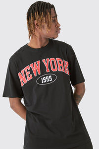 Boohoo Tall Black New York Varsity Print Mens T-Shirt