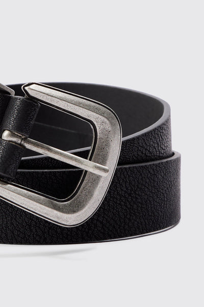 Boohoo Black Western Buckle Mens Belt