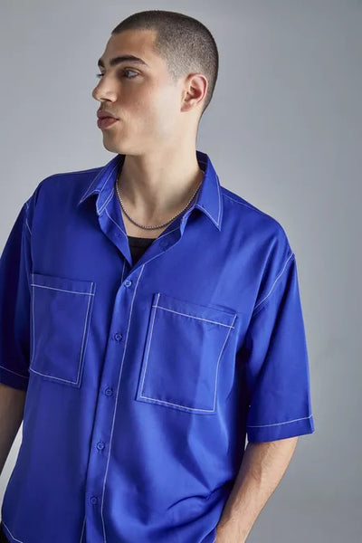 BoohooMan Boxy Dropped Shoulder Soft Twill Shirt