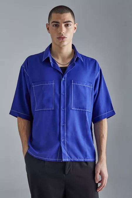 BoohooMan Boxy Dropped Shoulder Soft Twill Shirt